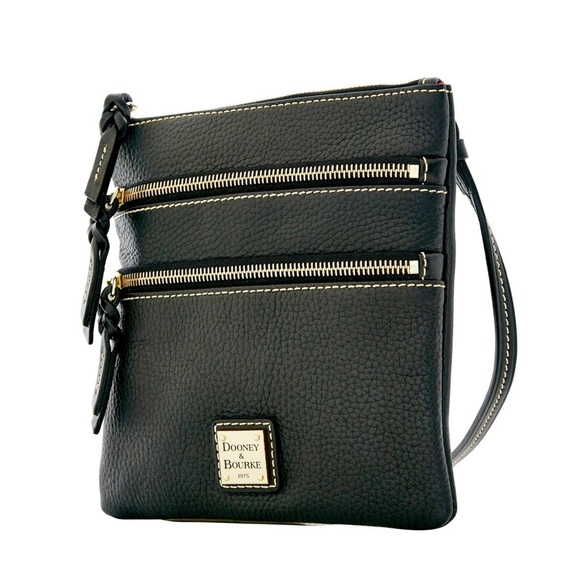 DOONEY & BOURKE Pebble Grain Triple Zip Crossbody Purse Navy - Picture 4 of 15